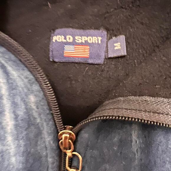 Vintage Polo Sport Fleece Jacket Blue Zip Up 90s Y2K Size M - Picture 5 of 7